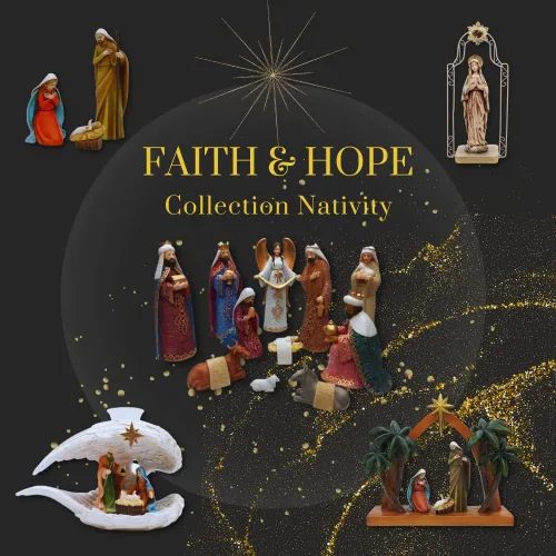 Vista 8 de Comfy Hour Rhode Island - Novedad Faith and Hope Baby Jesus Nativity, 9 piezas de Santa Familia con figuras de ángel, escena de Navidad
