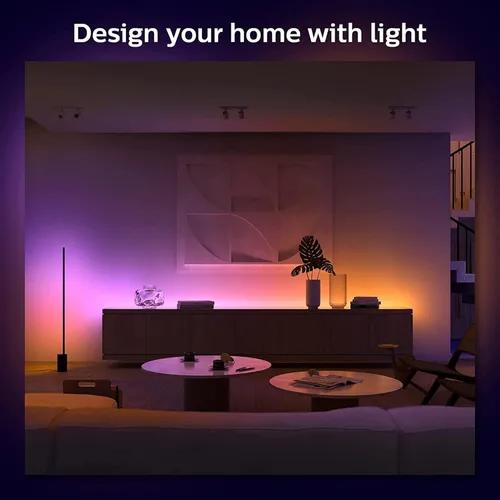 Vista 5 de Philips Hue Kits de base de tira de luz LED inteligente para interiores de 6 pies con enchufes, efecto multicolor fluido, paquete de 2, control