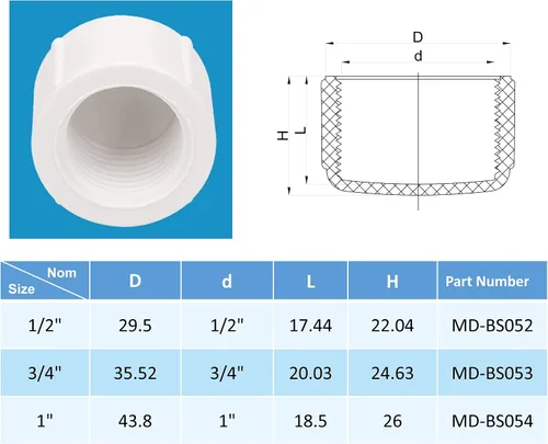 Vista 7 de Rainbow Dream Adaptador de enchufe hembra de rosca de PVC de 1 pulgada BSPT - 10 paquetes, blanco