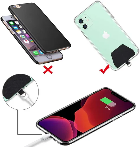 Vista 3 de SHANSHUI Cordón para teléfono, correa para el cuello y correa para la muñeca, soporte universal para funda de teléfono, anclaje para todos los Negro