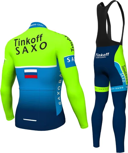 Vista 2 de Mens Pro Cycling Jersey Long Sleeve Set 3D Padded Pants Three Pockets Windproof Breathable Quick Drying