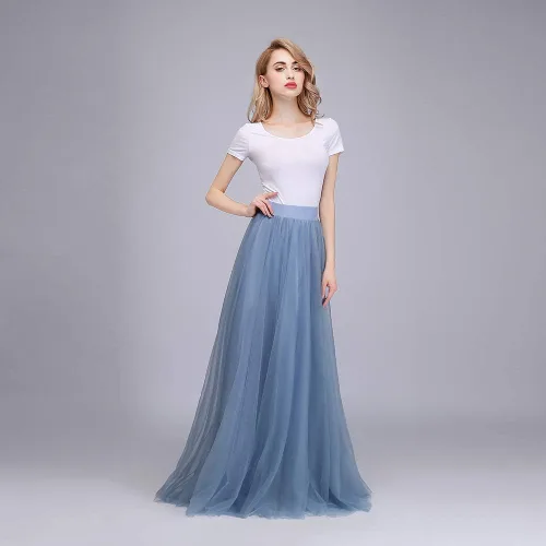 Vista 2 de Miel Qiao falda formal de la mujer maxi cintura alta, formal