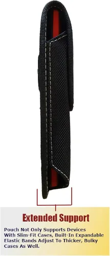 Vista 6 de Funda de nailon para teléfono celular para iPhone 11 (2019), XXL, resistente con soporte fijo para cinturón, cierre magnético, se adapta a fundas