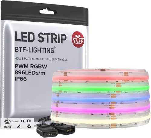 Vista 17 de BTF-LIGHTING FCOB COB Tira de luz LED RGBW 6500K 896LED/m 3m DC12V Flexible de cambio de color de alta densidad y luz uniforme de 12mm de ancho