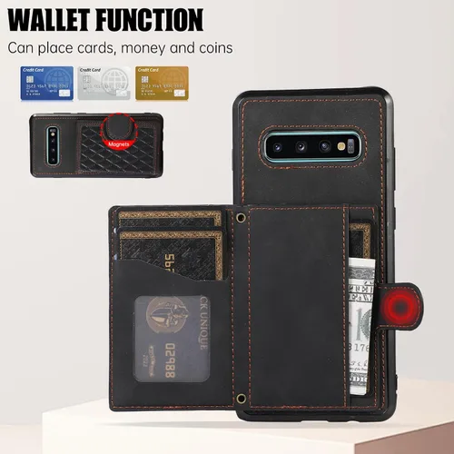 Vista 5 de Asuwish Funda de teléfono para Samsung Galaxy S10 Plus con protector de pantalla de vidrio templado y correa cruzada, soporte para tarjetas, soporte