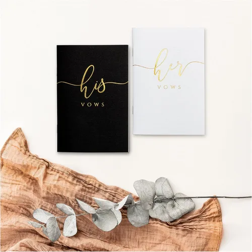 Vista 6 de UNITED ESELL Ivory Wedding Vow Books His and Hers – Cuaderno de novia y boda de aluminio negro con 28 páginas – 5.9 x 3.9 pulgadas – Renovación