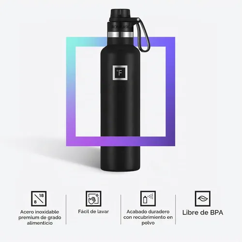 Vista 4 de IRON °FLASK Botella de agua de boca estrecha de 24 onzas con boquilla Aurora