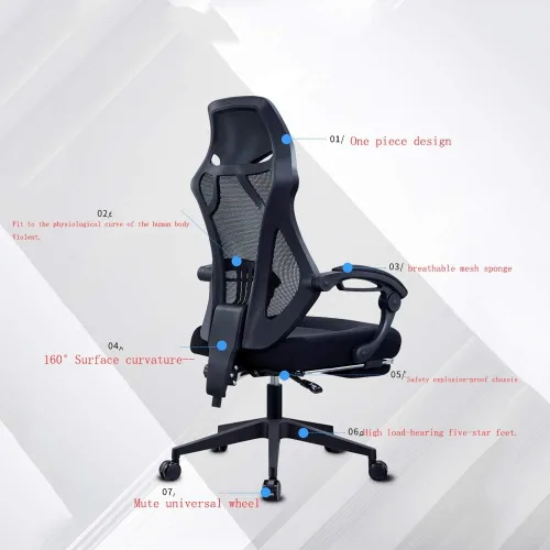 Vista 2 de Silla de juegos de oficina Sillón de PVC para el hogar Función de elevación y giratoria ergonómica Silla de computadora de oficina Sillas
