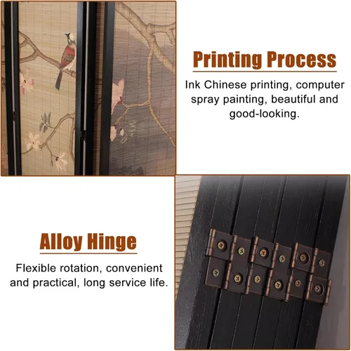 Vista 6 de Divisor de habitación de 3, 4, 5, 6 paneles, pantalla de privacidad de madera de 5.8 pies de alto para dormitorio, sala de estar/estudio, pared