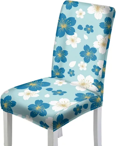 Vista 12 de HUGS IDEA Fundas elásticas para sillas de comedor con diente de león azul, fundas protectoras para sillas de cocina, lavables, para decoración