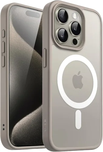 Vista 12 de JETech - Carcasa magnética mate para iPhone 15, color negro Compatible con MagSafe, parte trasera mate translúcida, protección delgada a prueba