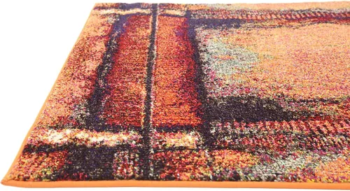 Vista 8 de Unique Loom Estrella Collection - Alfombra de área rústica, envejecida, moderna, abstracta, 3 pies 3 pulgadas x 5 pies 3 pulgadas, naranja/negro