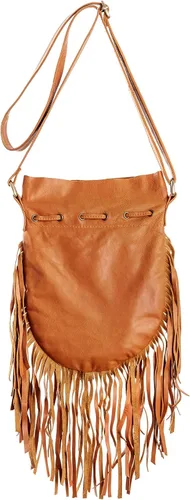 Vista 4 de Bolso Boho Round S Cuero Real Monedero Fringe Bolsos Bohemios