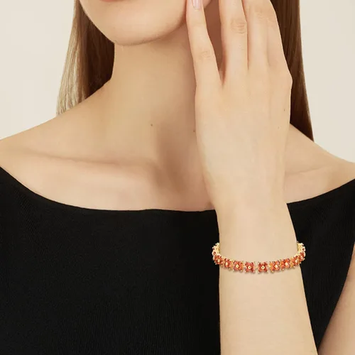 Vista 4 de GULICX - Pulsera de tenis con cristales de Swarovski y cristales redondos chapados en oro