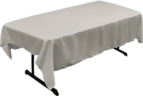 Vista 111 de LA Linen Mantel rectangular lavable de popelín de poliéster, resistente a las manchas y a las arrugas, cubierta de mesa 60x84, mantel de tela