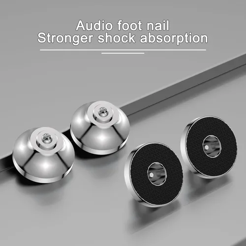 Vista 6 de Audiocrast IF4021S - Almohadillas de aislamiento para altavoces de alta fidelidad, 4 unidades, acero inoxidable, 1.575 x 0.827 in, plateado