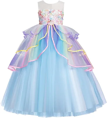 Vista 75 de Disfraz de unicornio para niñas, vestido largo de tul con diadema, fiesta de cumpleaños, carnaval, cosplay