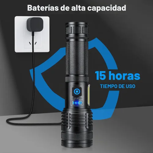 Vista 3 de KINGCAESAR Paquete de 3 linternas recargables de 90,000 lúmenes altos, luz LED ultra brillante para el hogar, linternas de alta potencia con 7 modos