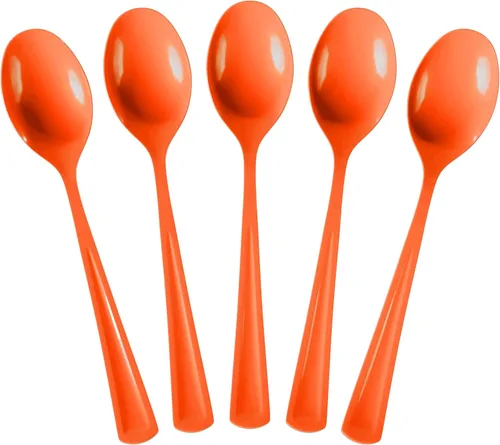 Vista 9 de Party Solids Cucharas de plástico negras, 100 piezas, cucharas negras, utensilios desechables, juego de cubiertos de plástico resistente