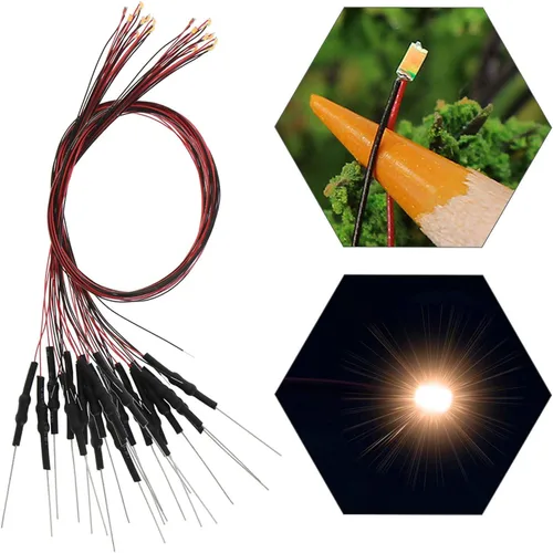 Vista 12 de L0603B 20pcs pre-cableado SMD LED 0603 Bule Diodo emisor de luz 12V Micro Litz Cable Cable Longitud 7.8 pulgadas (7.9 in) para DIY Manual