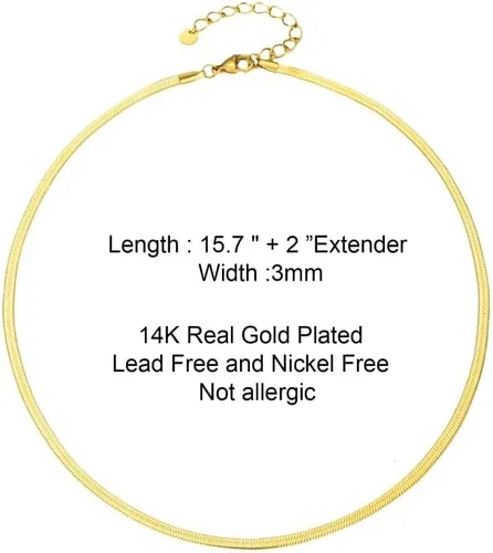 Vista 4 de Collar de serpiente en espiga para mujer, joyería de regalo versátil para mujer, chapado en oro de 14 quilates