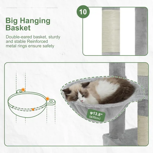 Vista 4 de Gitelsnour Árbol para gatos para adultos grandes, torre de gato de 71.7 pulgadas de alto para gatos de interior, torre de árbol para gatos