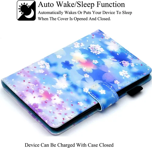 Vista 2 de Funda para Kindle Paperwhite, de piel sintética, con ranuras para tarjetas, con tapa de apagado y encendido automático para Amazon Kindle Paperwhite