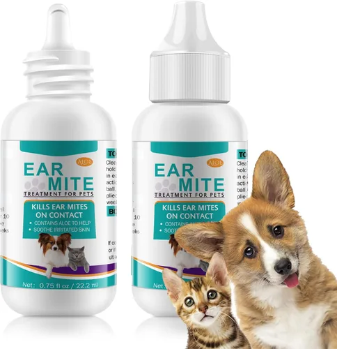 Vista 11 de Limpiador de ácaros para perros y gatos – Tratamiento de ácaros de orejas de gato con aloe vera, limpiador al contacto y alivia la picazón, fórmula