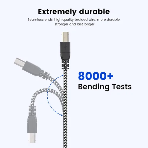 Vista 5 de MOSWAG Cable tipo C a USB B de 3.28 pies, cable de nailon trenzado USB C Midi cable escáner con conector de metal compatible con AiO, HP, Canon