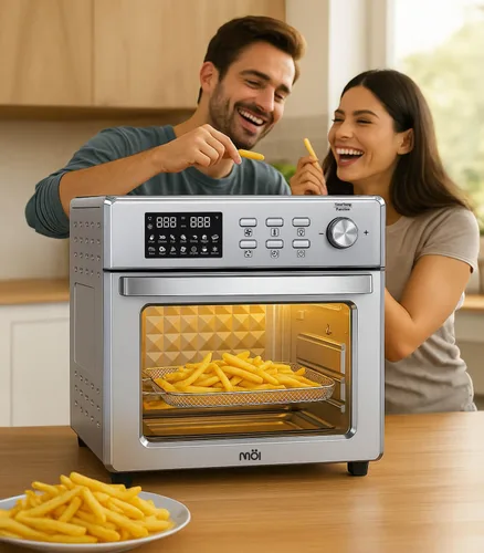 Vista 8 de MOI Horno tostador con freidora de aire de 1700 W, horno tostador de convección con 12 ajustes preestablecidos, hornos de encimera para hornear