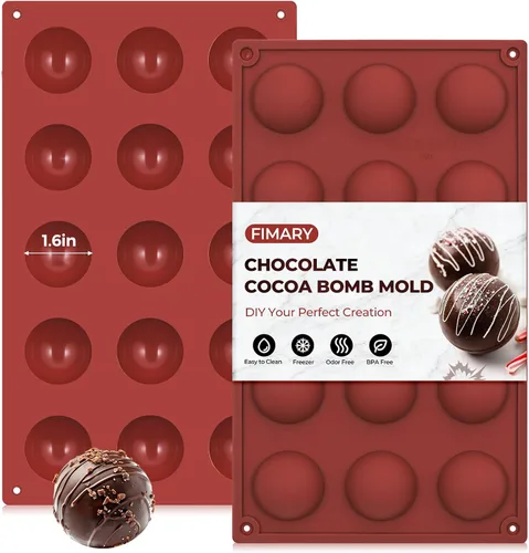 Vista 16 de Moldes de silicona para bombas de chocolate caliente de 24 agujeros, 2 paquetes de mini moldes de semiesfera de 1 pulgada de media esfera para hacer
