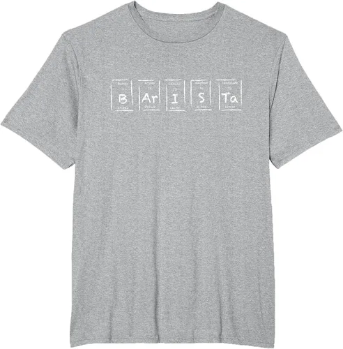 Vista 18 de Barista Espresso Latte Cappuccino Coffee Periodic Table T-Shirt Asphalt Grey