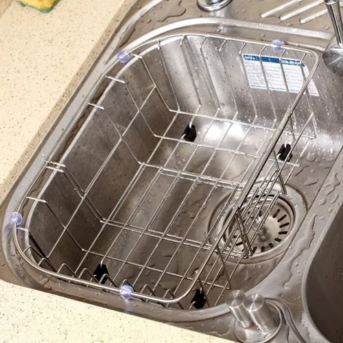 Vista 2 de Escurridor de platos móvil expandible, estante ajustable para fregadero de cocina, escurridor sobre el fregadero, estante de secado de platos