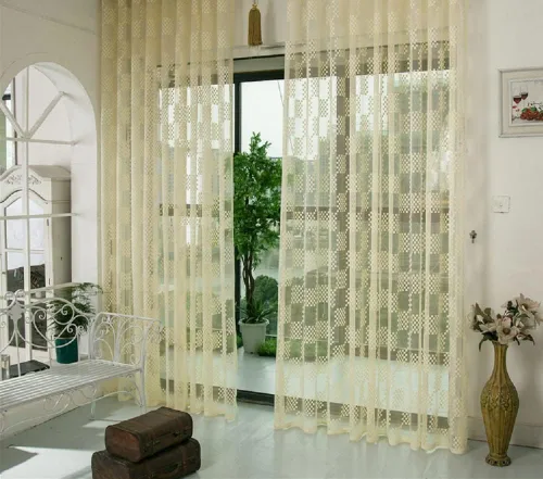 Vista 2 de Cortinas de jacquard con rejilla hueca, con bolsillo para cortinero, para sala de estar, dormitorio, baño
