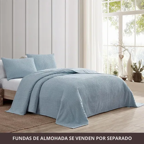 Vista 3 de Beatrice Home Fashions Colcha de chenilla King Channel, color azul