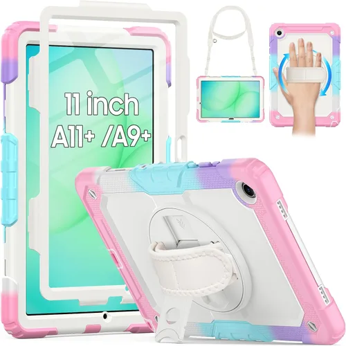 Vista 17 de HXCASEAC Funda para Samsung Galaxy Tab A9/A11 de 8.7 pulgadas, protector con protector de pantalla/correa de mano/soporte para bolígrafo, a prueba