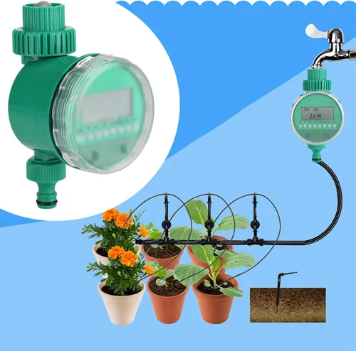 Vista 5 de Temporizador de riego automático, temporizador de riego de jardín, controlador inteligente de riego de flores, no requiere presión de agua