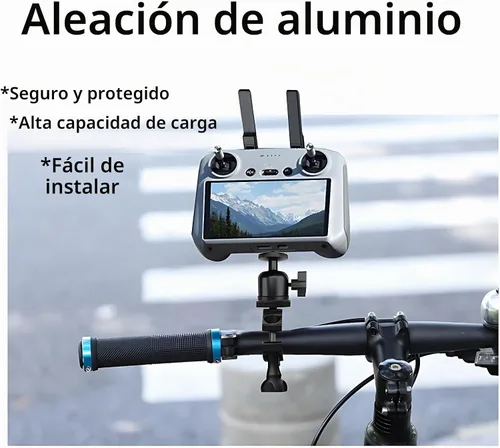 Vista 2 de Soporte de bicicleta para Mini 4 Pro/DJI Neo RC2 Soporte de manillar de bicicleta compatible con DJI Mini 3 Pro/Air 2s/Mavic 3 Drone Bike Aluminu