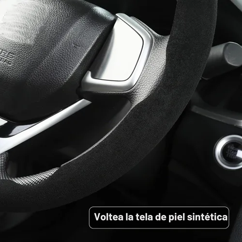 Vista 3 de Funda de gamuza para volante de automóvil, antideslizante, segmentada, adecuada para automóvil, SUV, camión, forma O/D, protector de volante