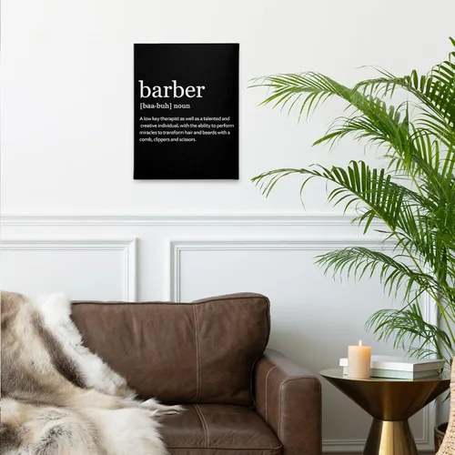 Vista 2 de PHAMTE Arte de pared de definición de peluquería, decoración de peluquería moderna, impresión de citas de barbería enmarcadas, pintura en lienzo