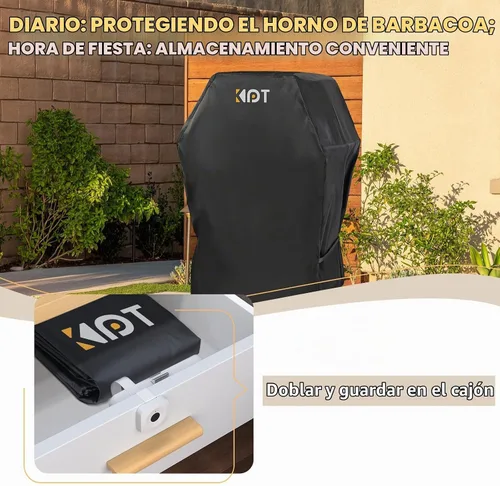 Vista 7 de KPT Cubierta de Parrilla de 30 Pulgadas para Parrilla al Aire Libre - Cubierta de BBQ 420D Resistente al Agua de Servicio Pesado con Gancho