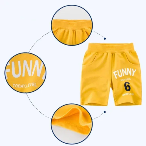 Vista 5 de Paquete de 2 pantalones cortos deportivos de punto de verano para niños y niñas, pantalones cortos suaves casuales para bebés