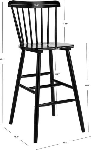 Vista 3 de SAFAVIEH Muebles - Juego de 2 taburetes de bar Galena - Negro - Madera maciza - Diseño moderno de línea limpia - Ideal para cocina, zona de bar