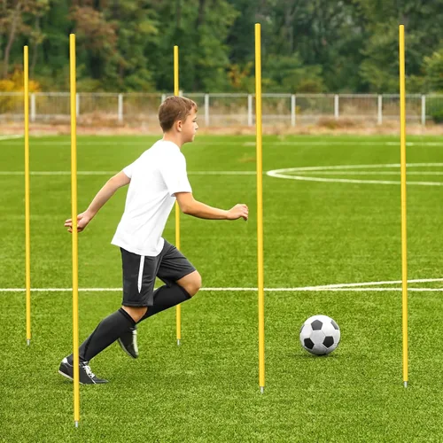 Vista 5 de Blulu Bastones de agilidad de entrenamiento de 5 pies Forza Slalom ajustables para entrenamiento de fútbol, palos de fútbol, equipo de agilidad