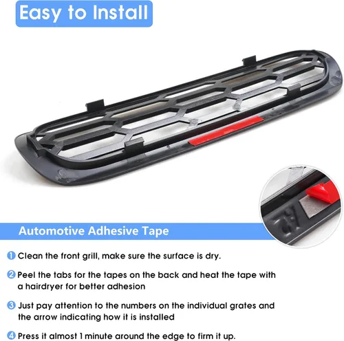 Vista 4 de sukemichi Insertos de parrilla de malla frontal para Ford Bronco Big Bend 2021, 2022, 2023, 2024, 2025, 2026, accesorios exteriores de 2 puertas, 4