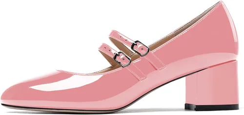 Vista 2 de WAYDERNS Mary Jane - Zapatos de tacón bajo y grueso con correa ajustable para mujer, 2 pulgadas
