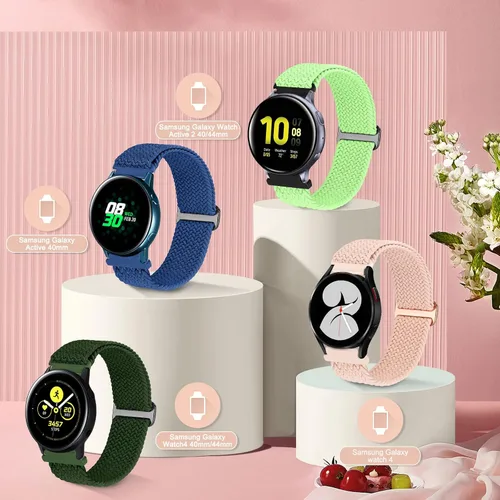 Vista 2 de Paquete de 5 correas deportivas de nailon solo compatibles con Samsung Galaxy Watch 5 Pro de 1.772 pulgadas/Galaxy Watch 5 y 4 de 1.575 pulgadas