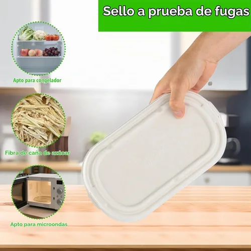 Vista 13 de Paquete de 50 recipientes desechables de 34 onzas / 1000ml con tapas, preparación de comida, almuerzo, ensaladas, sándwiches, cuencos de papel