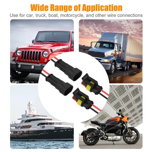 Vista 8 de JacobsParts Conector eléctrico impermeable, enchufe de 2 pines, conectores de cable eléctrico automático para automóvil, camión, barco y otras