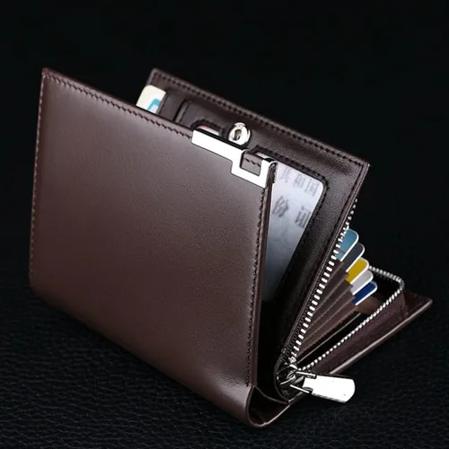 Vista 5 de WENLII - Billetera para hombre, con cremallera, clip para dinero, tarjetero con múltiples posiciones, gran capacidad, cartera portátil